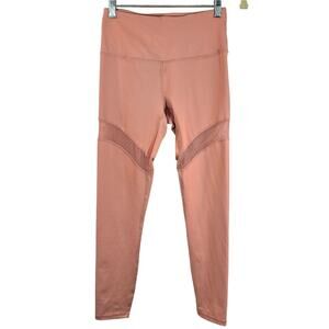 M Gaiam Jessica Biel Dusty Rose Pink Dotted Mesh Ankle Leggings Size S Yoga
